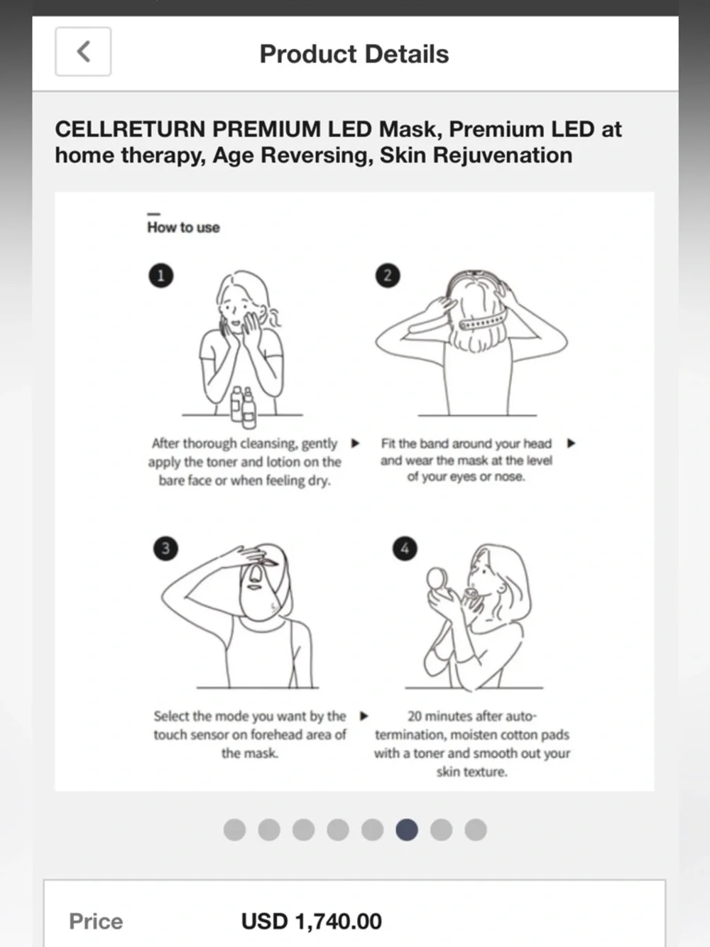 CELLRETURN LED Face Mask - Rose Gold & White